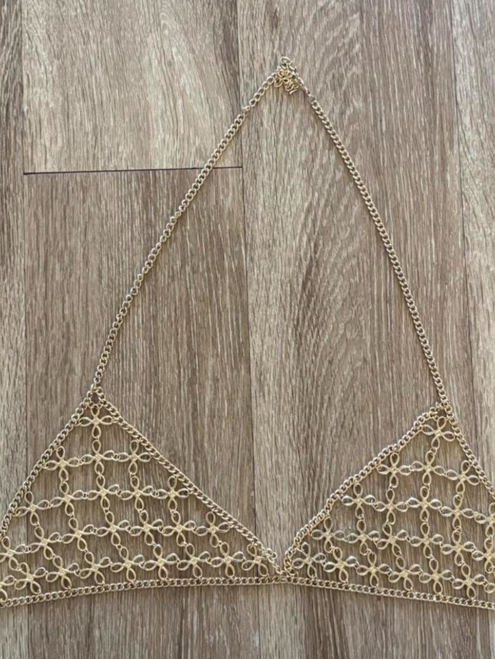 Handmade Gold Chain Triangle Top - Festival-Ready Bralette